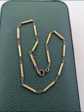 ✨ Vintage Art Deco Style Filigree Bar Link Necklace ✨